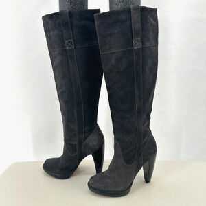 Michael Kors Knee High Boots Womens 5.5‎ Gray Suede Leather Old Money Luxury